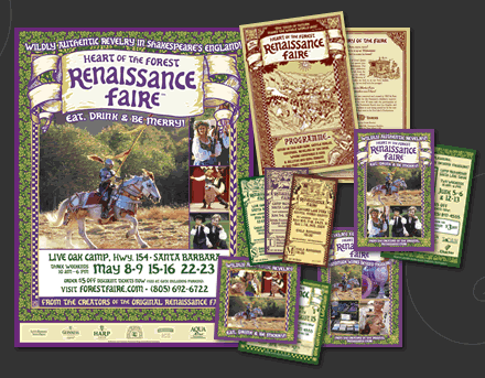 Tickets, poster, flyers, cards, event program, passes
